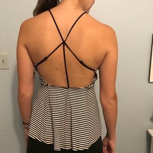 Free People striped peplum with open back